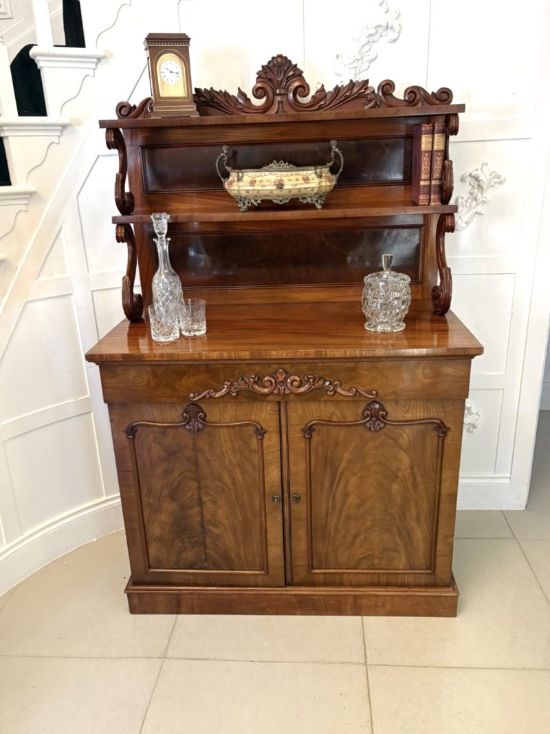 Antique Victorian Quality Figured Mahogany Two-Tiered Chiffonier / Sideboard